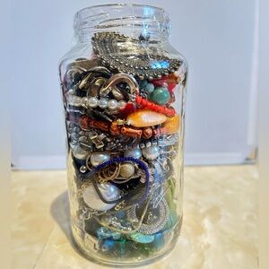 Mystery Jewelry Jar Floral ,Beads , Colours .